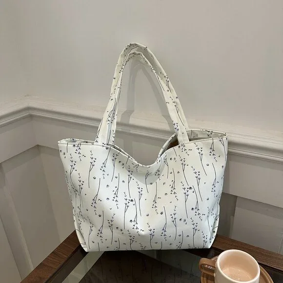 Medium Nylon Classic Style Sewing Thread Square Zipper Chic Floral Tote Bag - Picture 8 of 12